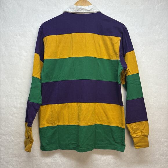 NGI Mardi Gras Long Sleeve Rugby Polo Shirt Purple Green Gold Men’s Size L - Picture 3 of 10